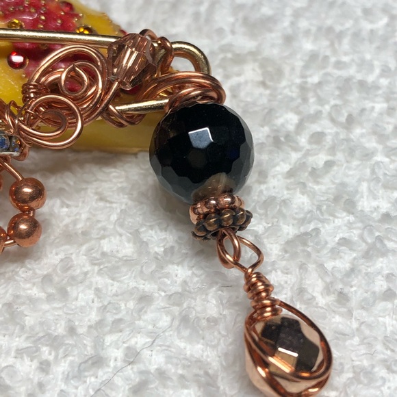 📌💕stunning light gold and copper pin/brooch-artisan,handmade NEW - Picture 11 of 11